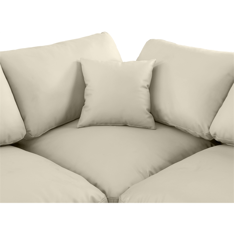 Meridian Furniture Comfy Cream Vegan Leather 4-Pc. Modular Sectional