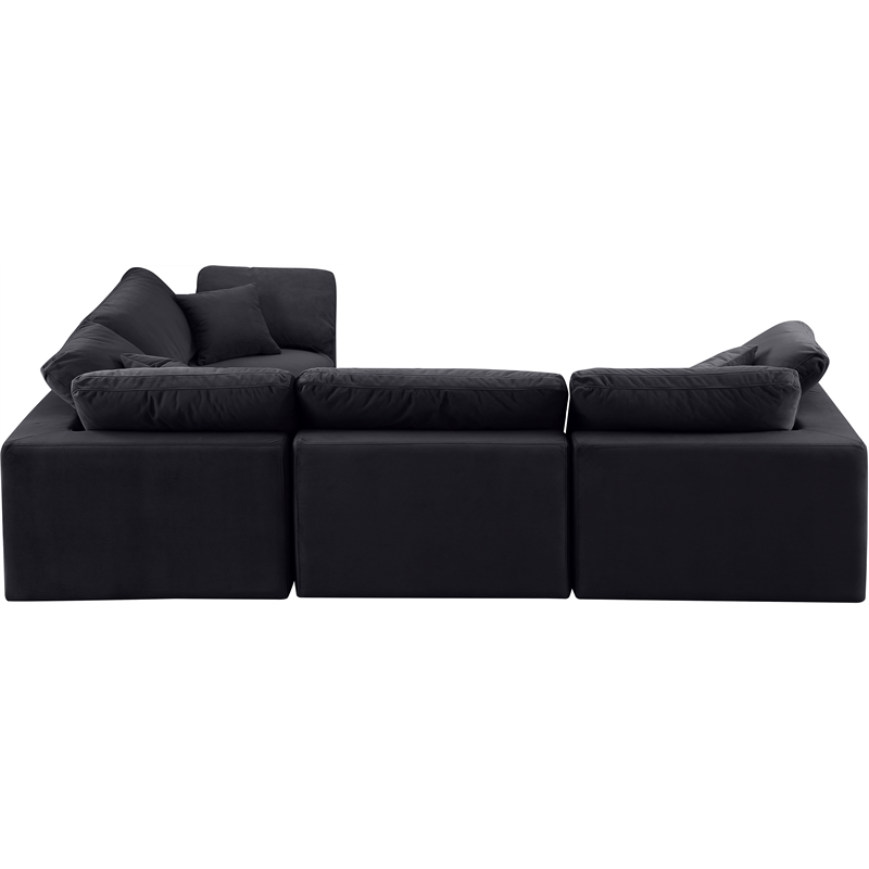 Meridian Furniture Comfy Black Velvet 4-Pc. Modular Sectional