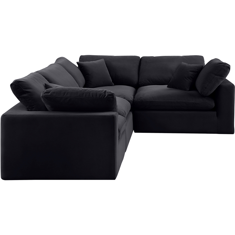 Meridian Furniture Comfy Black Velvet 4-Pc. Modular Sectional