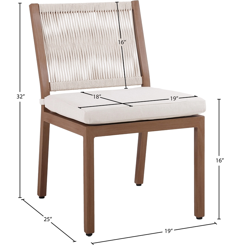 Meridian Furniture Maui Cream Outdoor Patio Dining Side Chair (Set of 2)