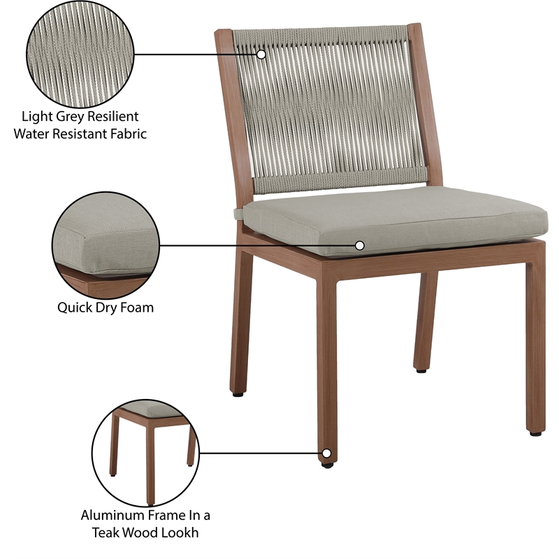 Meridian Furniture Maui Grey Outdoor Patio Dining Side Chair (Set of 2)