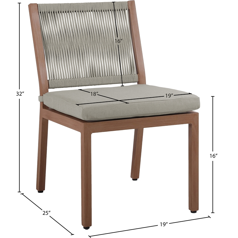 Meridian Furniture Maui Grey Outdoor Patio Dining Side Chair (Set of 2)