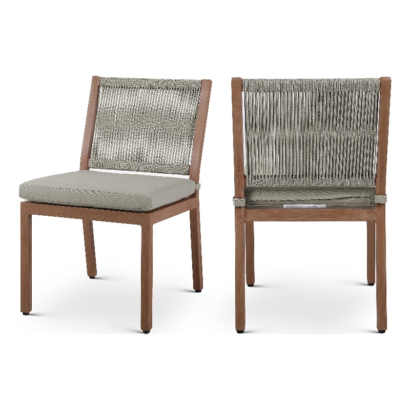 Meridian Furniture Maui Grey Outdoor Patio Dining Side Chair (Set of 2)