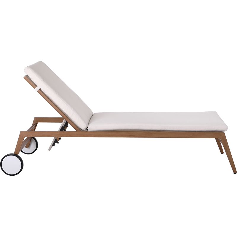 Meridian Furniture Maui Cream Water Resisting Fabric Outdoor Patio Lounger