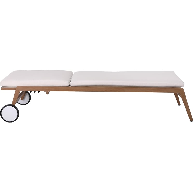 Meridian Furniture Maui Cream Water Resisting Fabric Outdoor Patio Lounger