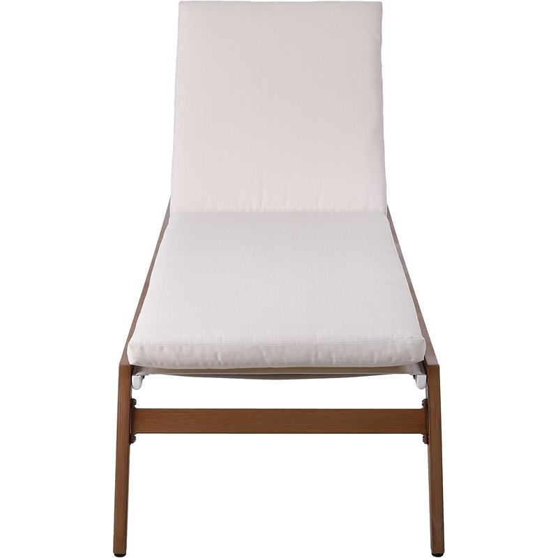 Meridian Furniture Maui Cream Water Resisting Fabric Outdoor Patio Lounger