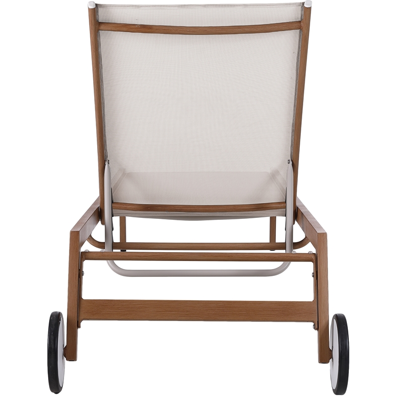Meridian Furniture Maui Cream Water Resisting Fabric Outdoor Patio Lounger