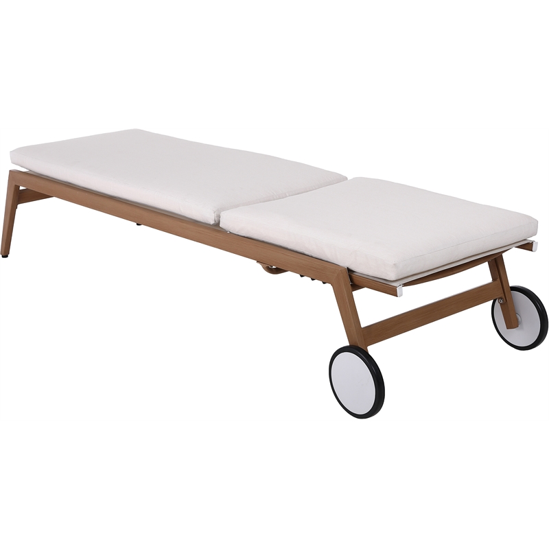 Meridian Furniture Maui Cream Water Resisting Fabric Outdoor Patio Lounger