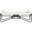 Meridian Furniture Gatsby Cream Vegan Leather and Iron Metal Bench