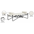 Meridian Furniture Gatsby Cream Vegan Leather and Iron Metal Bench