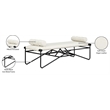 Meridian Furniture Gatsby Cream Vegan Leather and Iron Metal Bench