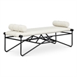 Meridian Furniture Gatsby Cream Vegan Leather and Iron Metal Bench
