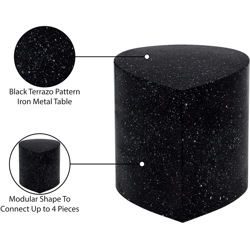 Meridian Furniture Petal Black Terrazzo Pattern Iron Metal Table Coffee Table