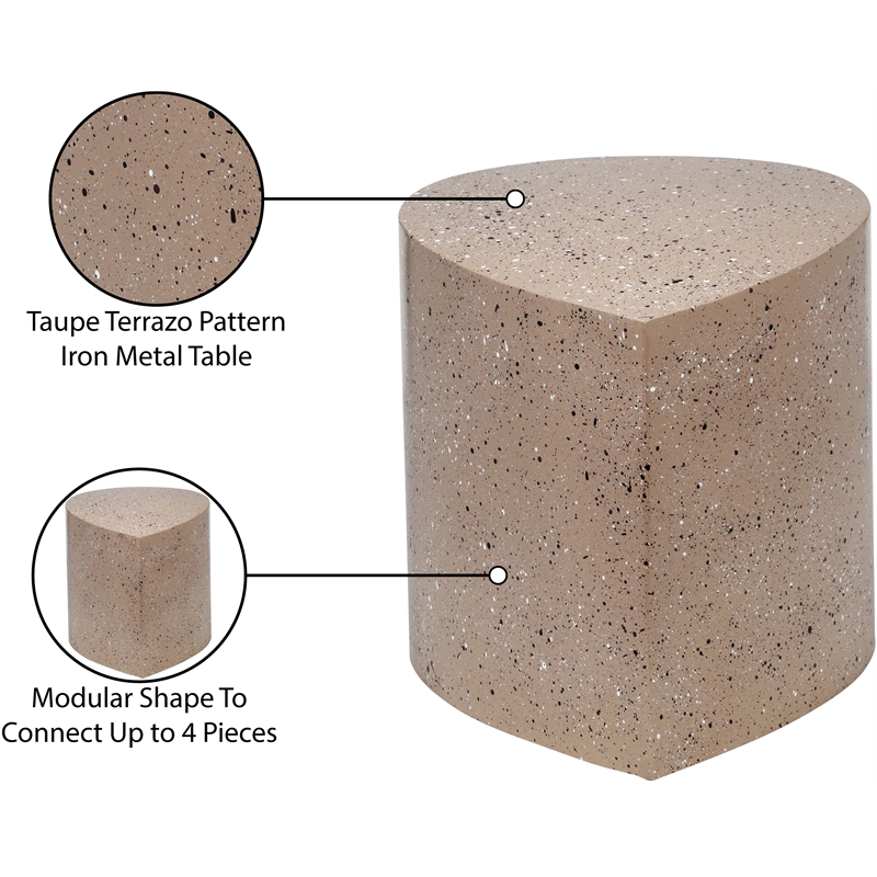 meridian furniture petal taupe terrazzo pattern iron metal coffee table