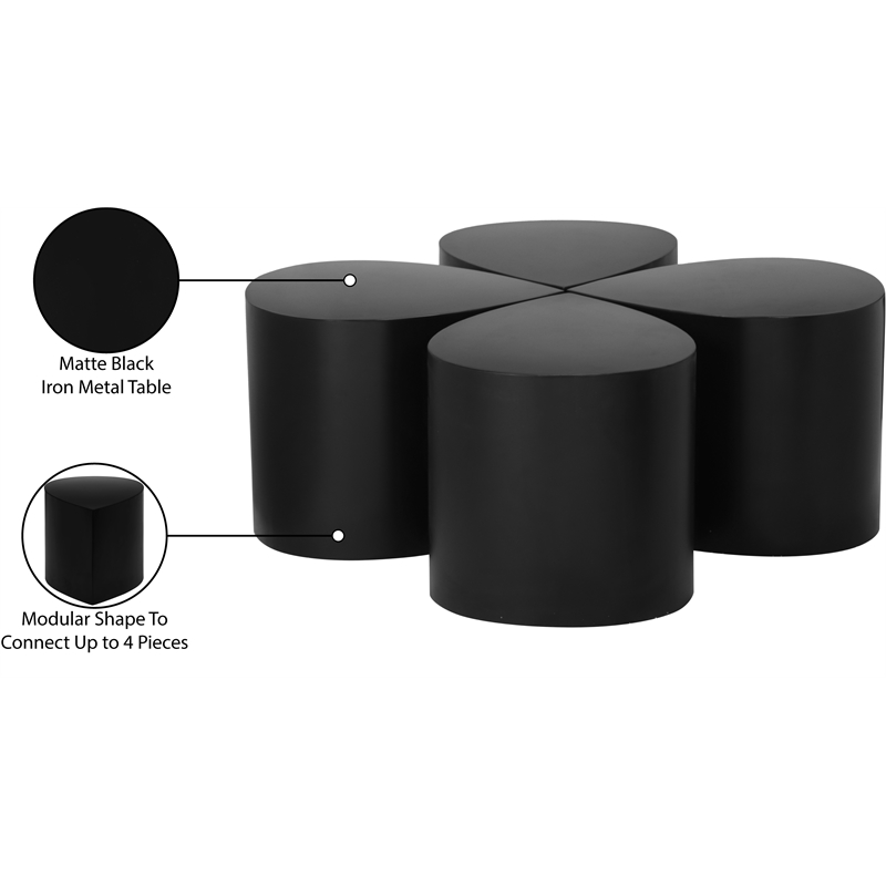 Meridian Furniture Petal 4-Piece Matte Black Iron Metal Coffee Table