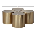 Meridian Furniture Petal 4-Piece Brushed Gold Iron Metal Coffee Table