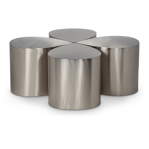 Meridian Furniture Petal 4-Piece Brushed Chrome Iron Metal Coffee Table