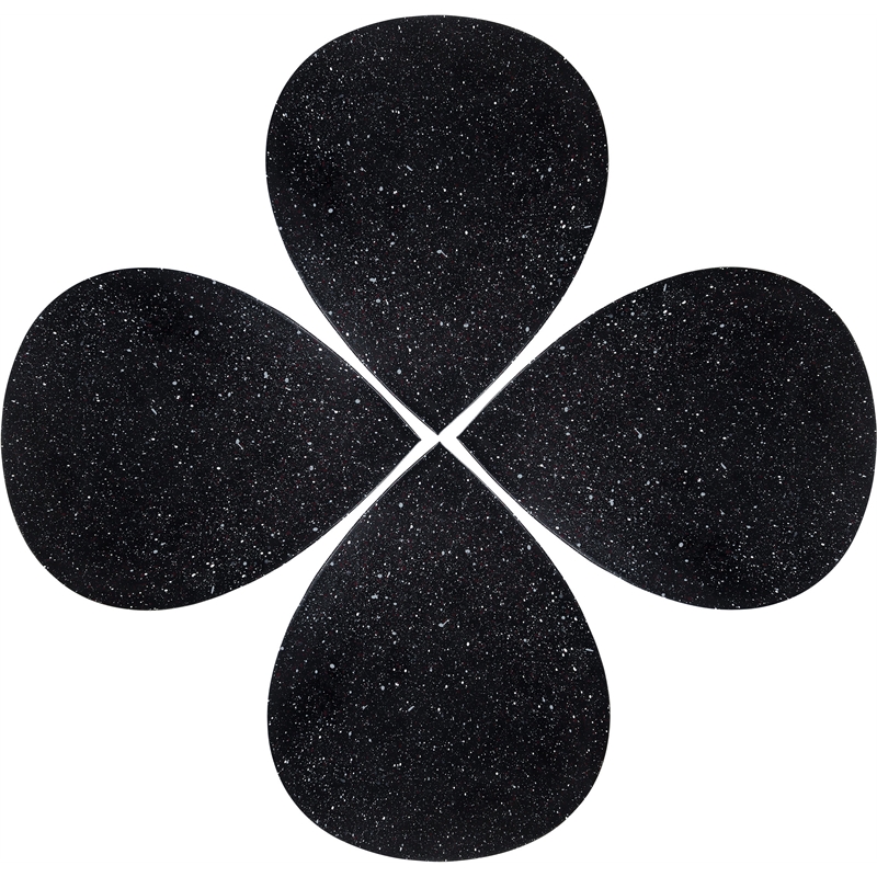 Meridian Furniture Petal 4-Piece Black Terrazzo Pattern Iron Metal Coffee Table