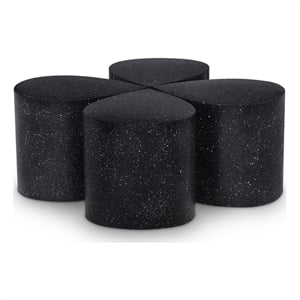 Meridian Furniture Petal 4-Piece Black Terrazzo Pattern Iron Metal Coffee Table