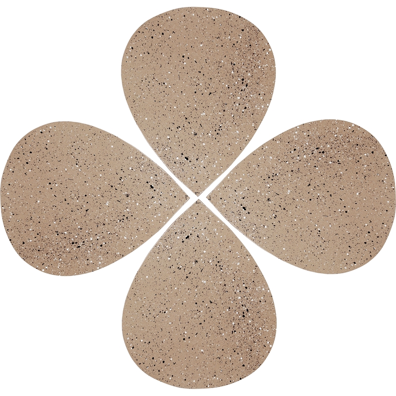 Meridian Furniture Petal 4-Piece Taupe Terrazzo Pattern Iron Metal Coffee Table