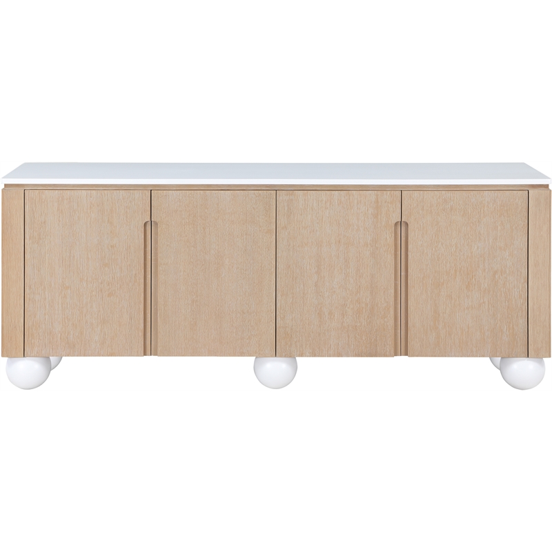 Meridian Furniture Cardiff Natural Wood Veneer and White Laquer Sideboard/Buffet