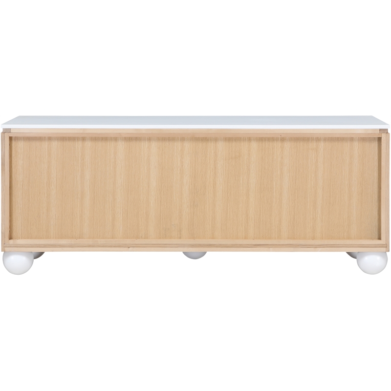 Meridian Furniture Cardiff Natural Wood Veneer and White Laquer Sideboard/Buffet
