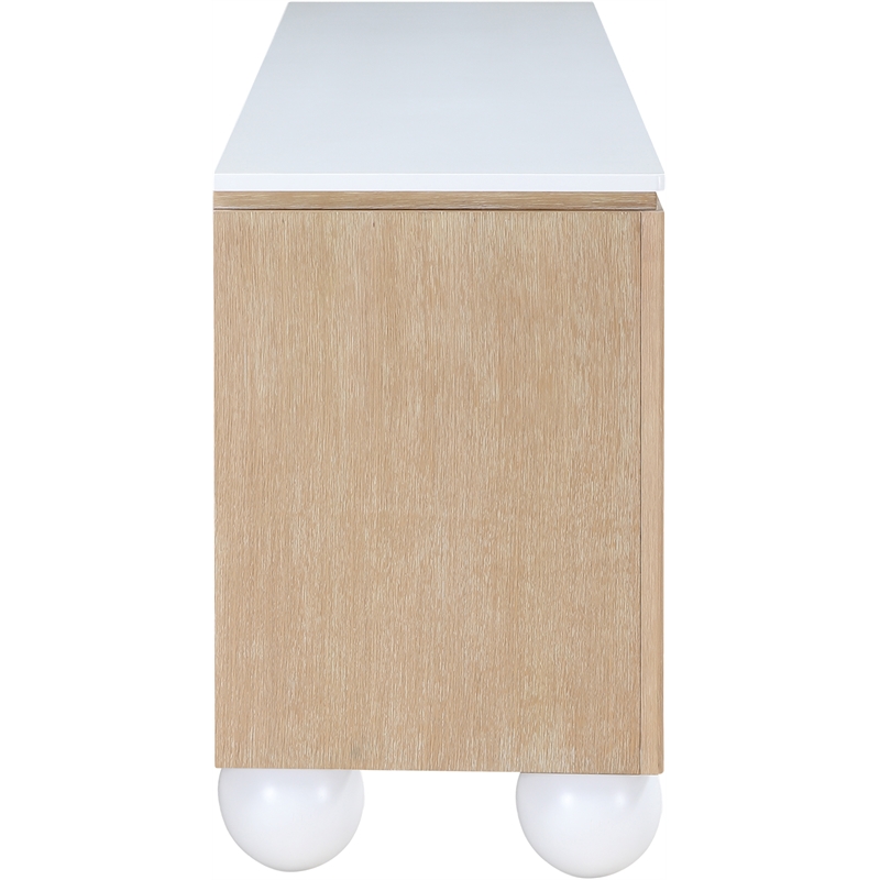 Meridian Furniture Cardiff Natural Wood Veneer and White Laquer Sideboard/Buffet
