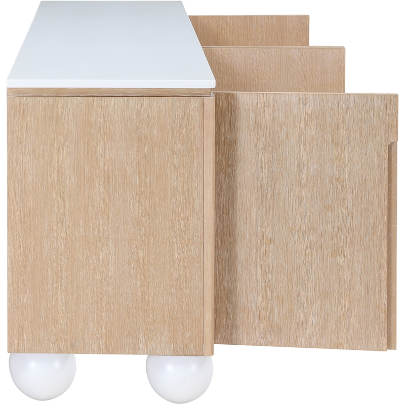 Meridian Furniture Cardiff Natural Wood Veneer and White Laquer Sideboard/Buffet
