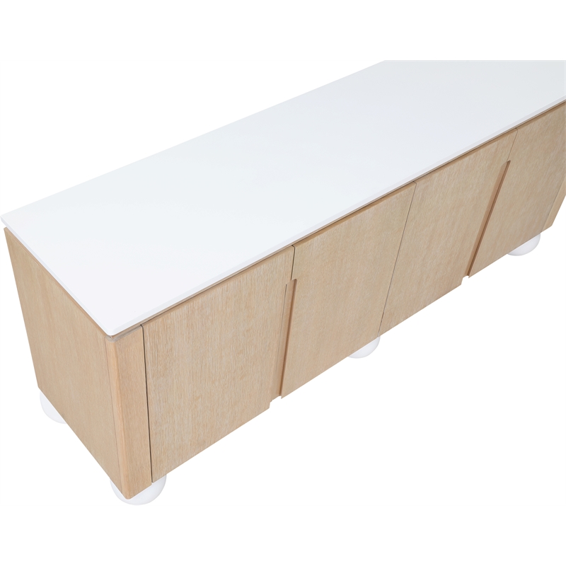 Meridian Furniture Cardiff Natural Wood Veneer and White Laquer Sideboard/Buffet