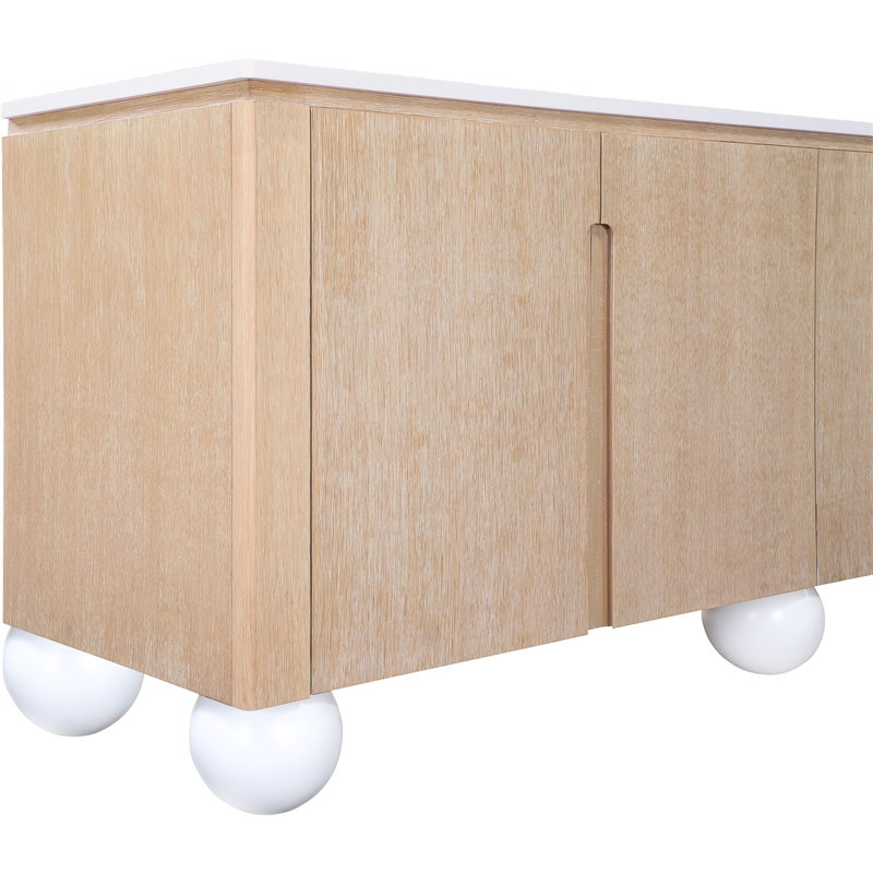 Meridian Furniture Cardiff Natural Wood Veneer and White Laquer Sideboard/Buffet