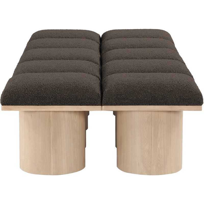 Meridian Furniture Pavilion Brown Boucle Fabric Bench