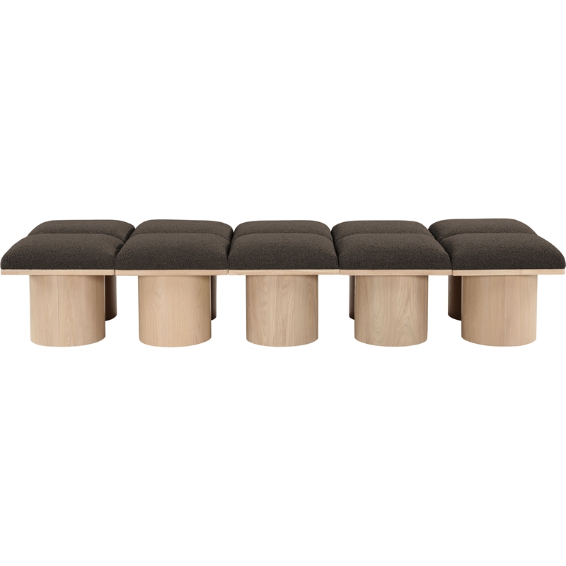 Meridian Furniture Pavilion Brown Boucle Fabric Bench