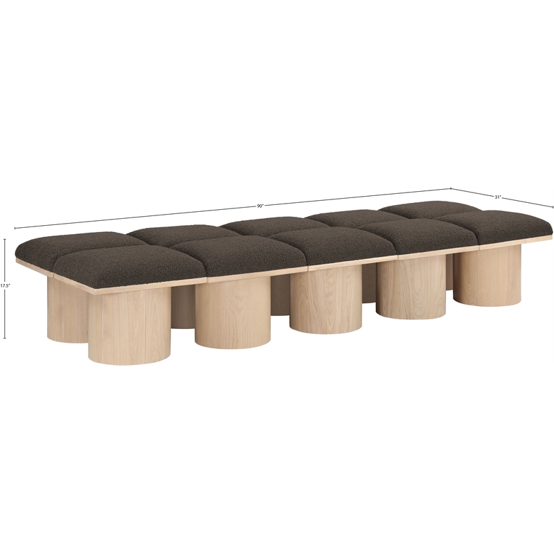Meridian Furniture Pavilion Brown Boucle Fabric Bench