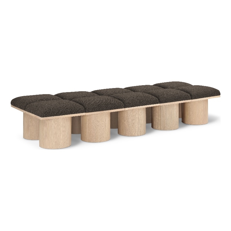 Meridian Furniture Pavilion Brown Boucle Fabric Bench