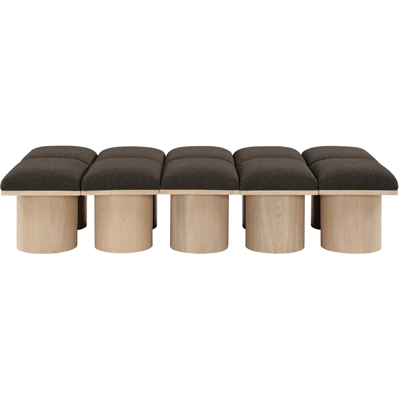 Meridian Furniture Pavilion Brown Boucle Fabric Bench