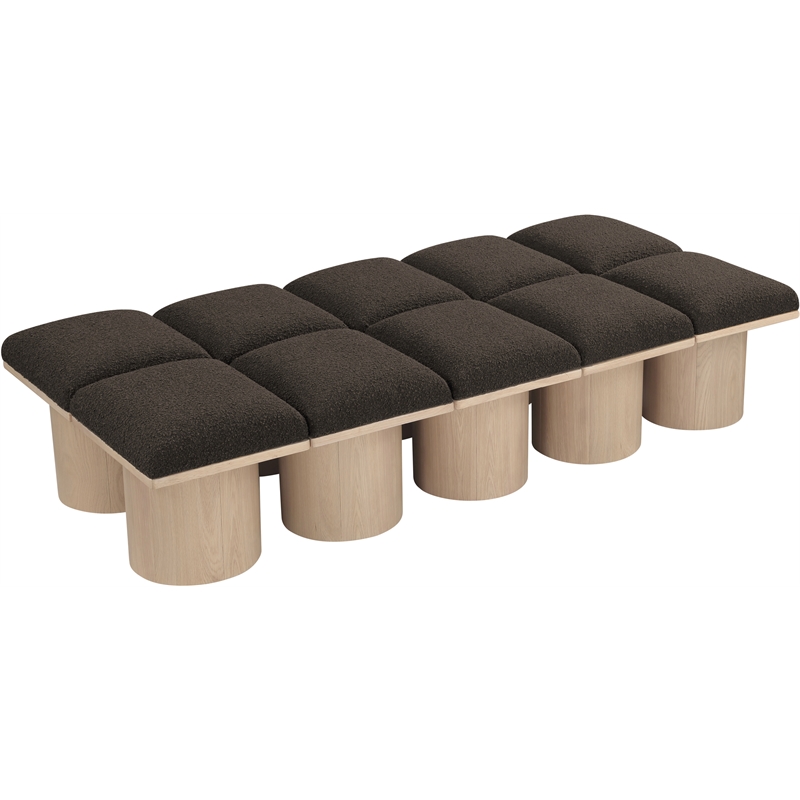 Meridian Furniture Pavilion Brown Boucle Fabric Bench