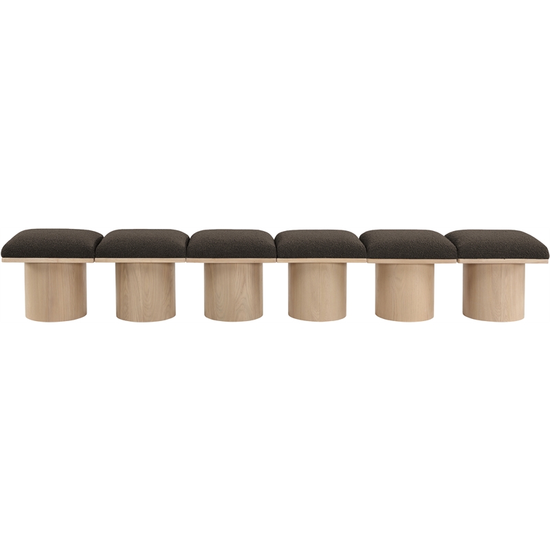 Meridian Furniture Pavilion Brown Boucle Fabric Bench
