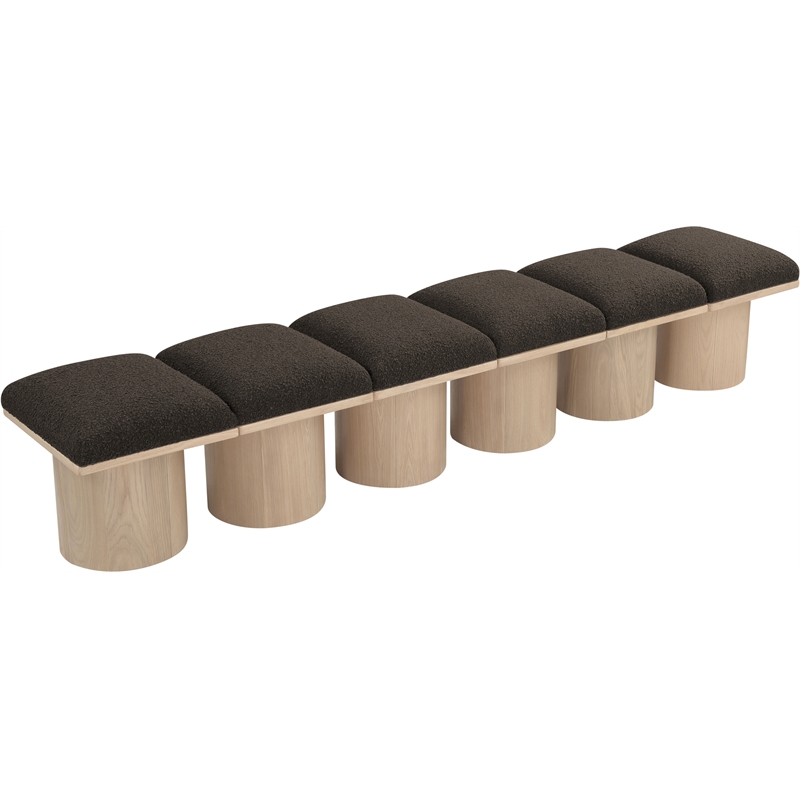Meridian Furniture Pavilion Brown Boucle Fabric Bench