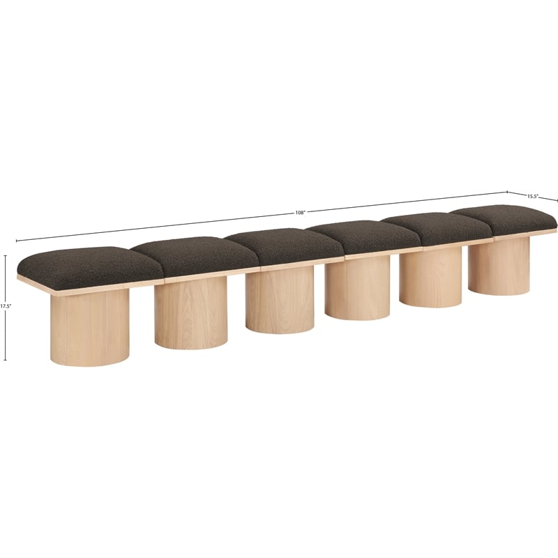Meridian Furniture Pavilion Brown Boucle Fabric Bench