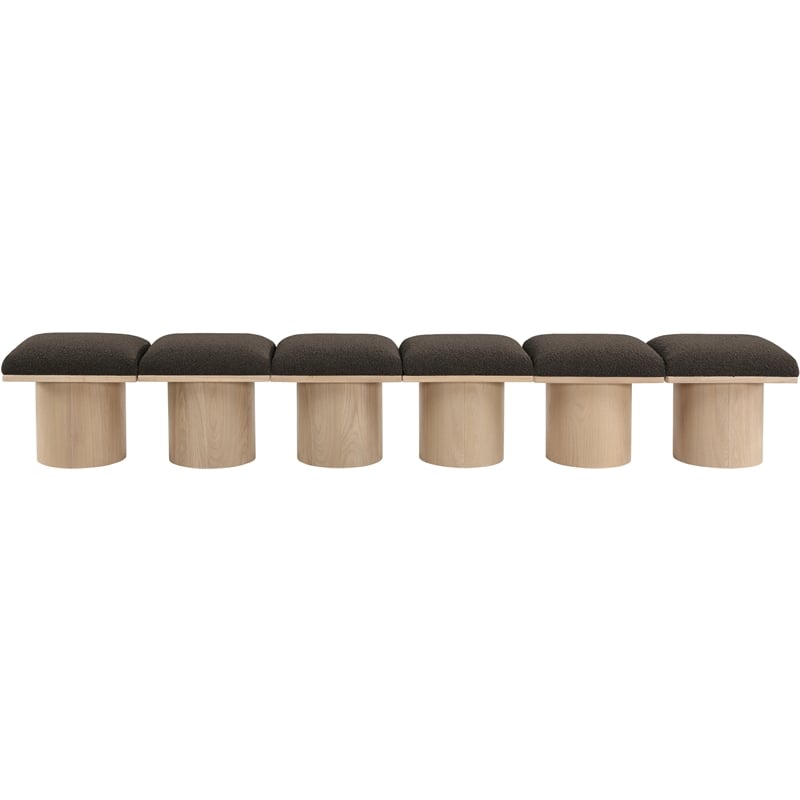 Meridian Furniture Pavilion Brown Boucle Fabric Bench