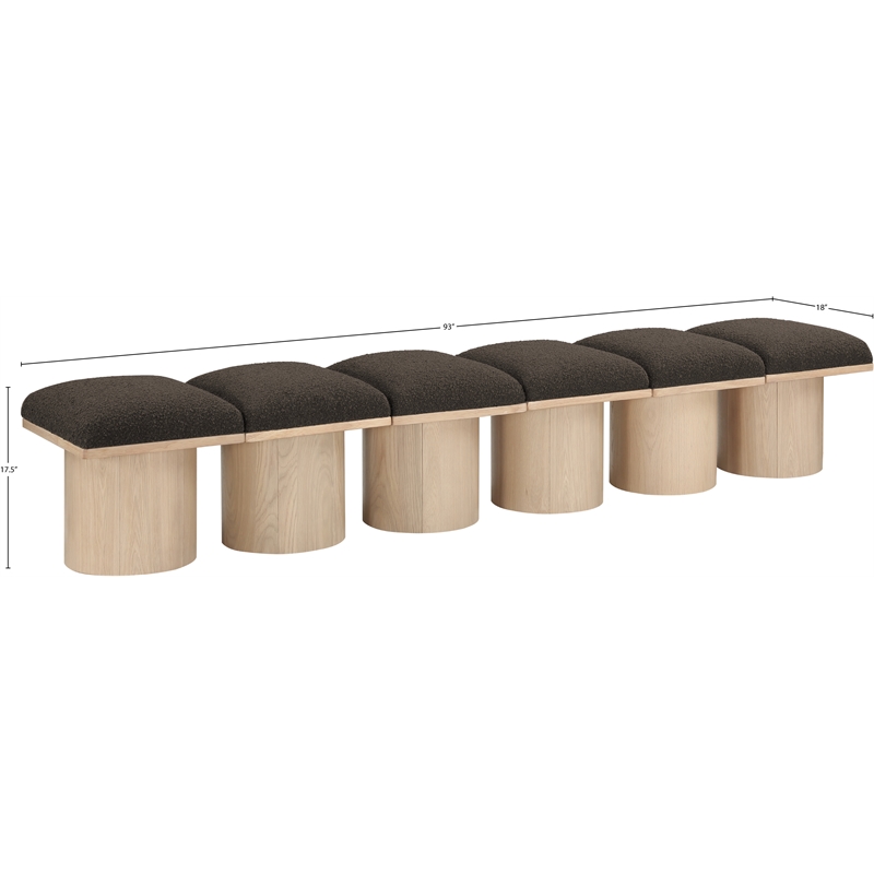 Meridian Furniture Pavilion Brown Boucle Fabric Bench