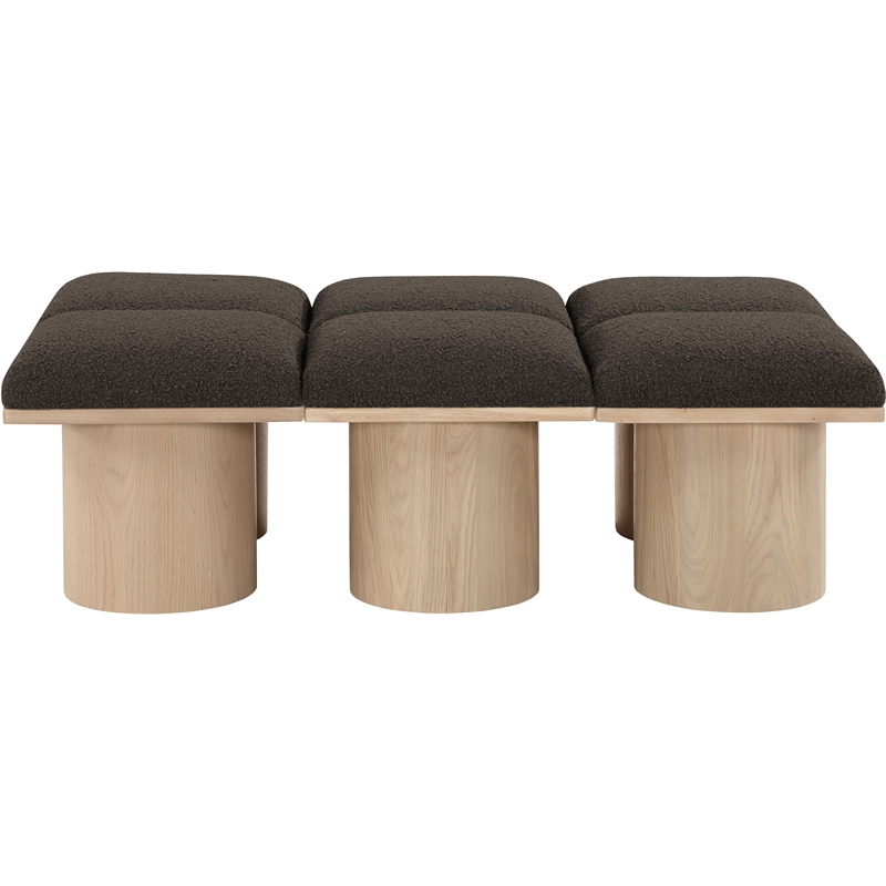 Meridian Furniture Pavilion Brown Boucle Fabric Bench