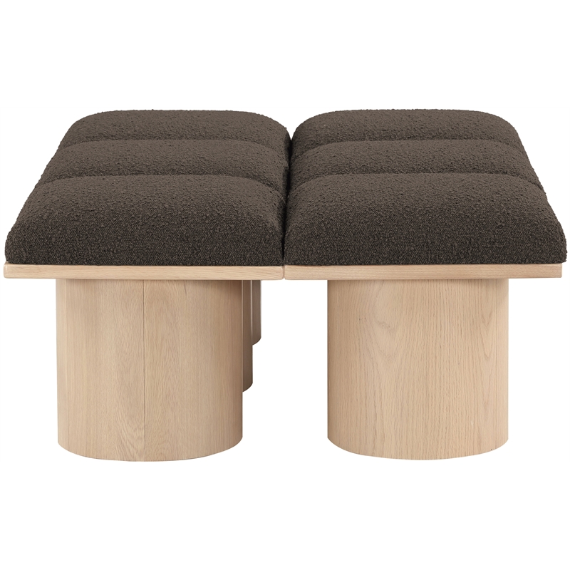 Meridian Furniture Pavilion Brown Boucle Fabric Bench
