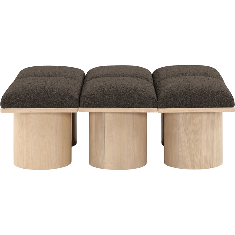 Meridian Furniture Pavilion Brown Boucle Fabric Bench