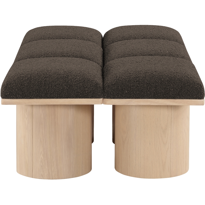 Meridian Furniture Pavilion Brown Boucle Fabric Bench