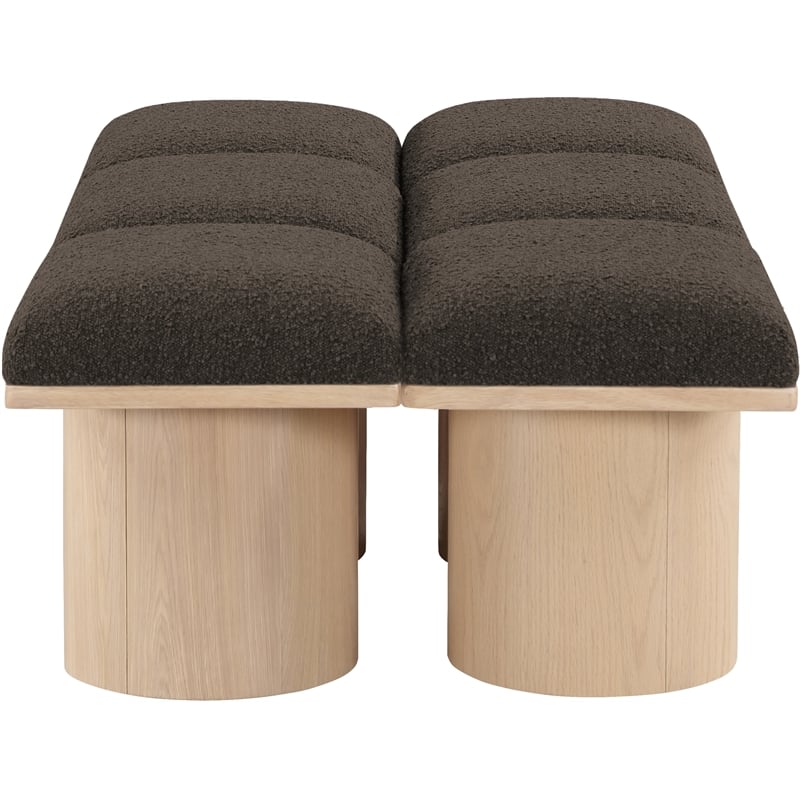 Meridian Furniture Pavilion Brown Boucle Fabric Bench