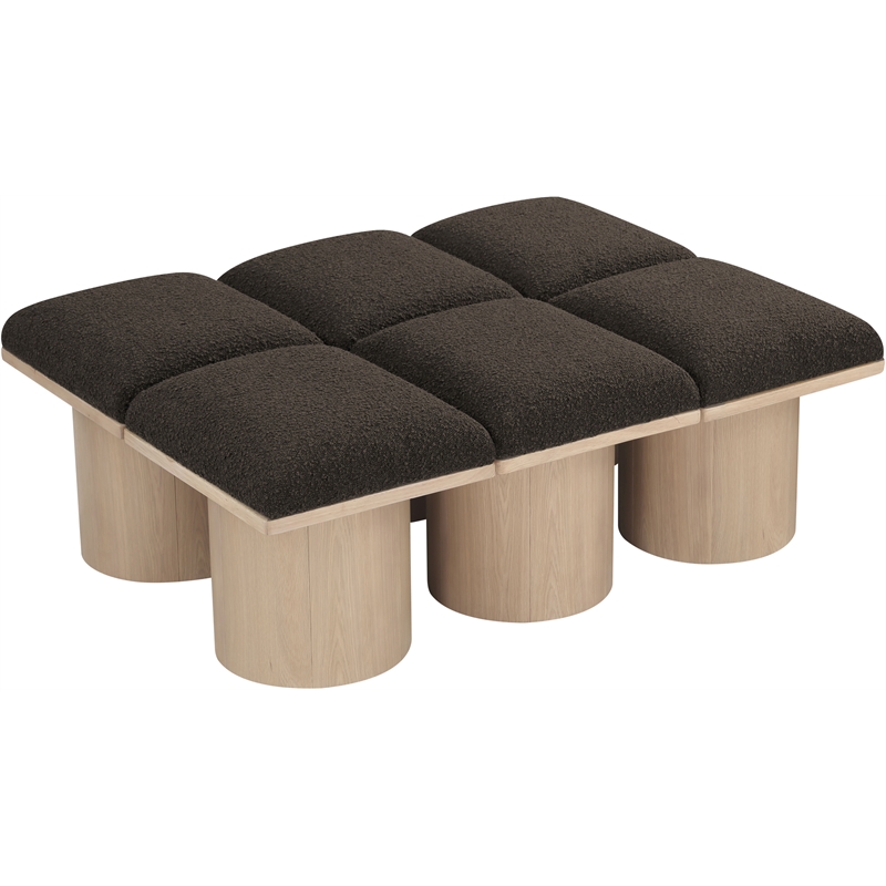 Meridian Furniture Pavilion Brown Boucle Fabric Bench