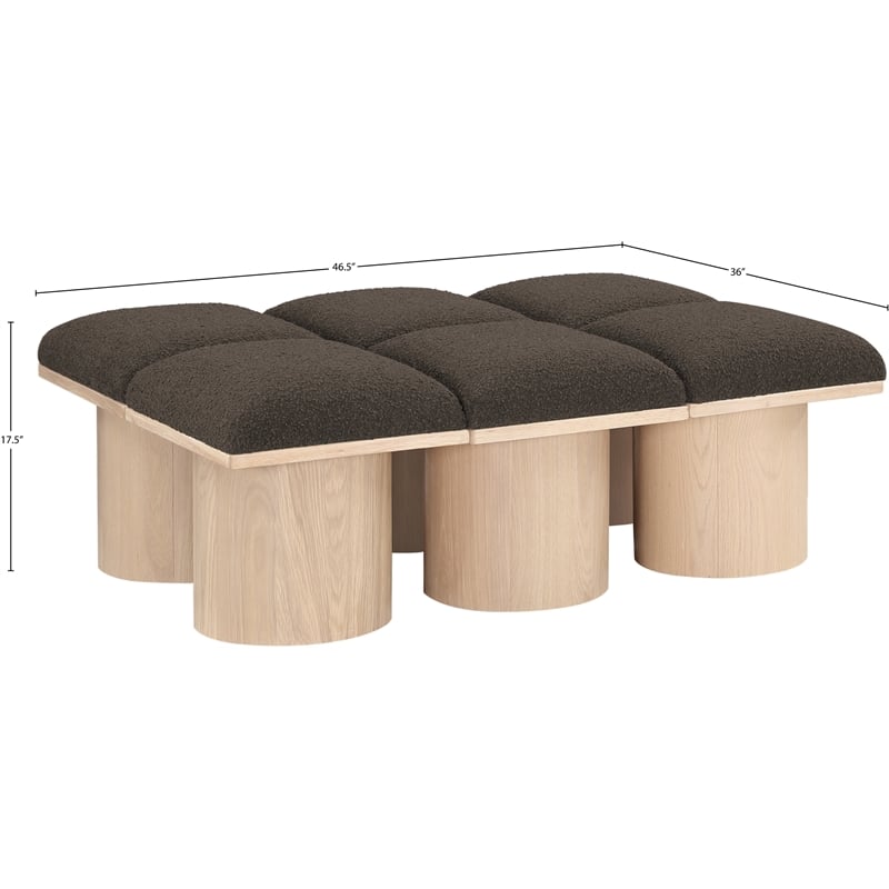 Meridian Furniture Pavilion Brown Boucle Fabric Bench