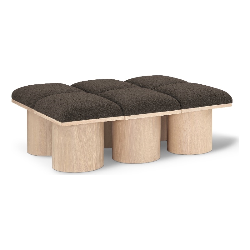 Meridian Furniture Pavilion Brown Boucle Fabric Bench