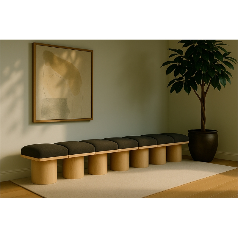 Meridian Furniture Pavilion Brown Boucle Fabric Bench